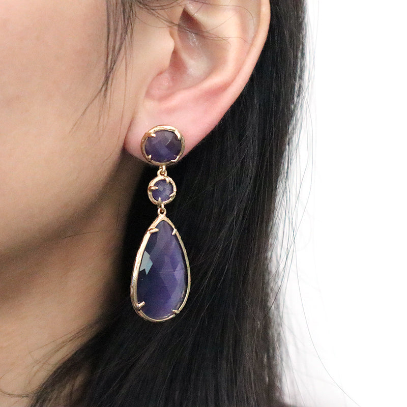 Unique Design Healing Stone Drop Earrings Stud Jewelry Women Gift Custom Colorful Gold Plated Dangle Natural Stone Earrings