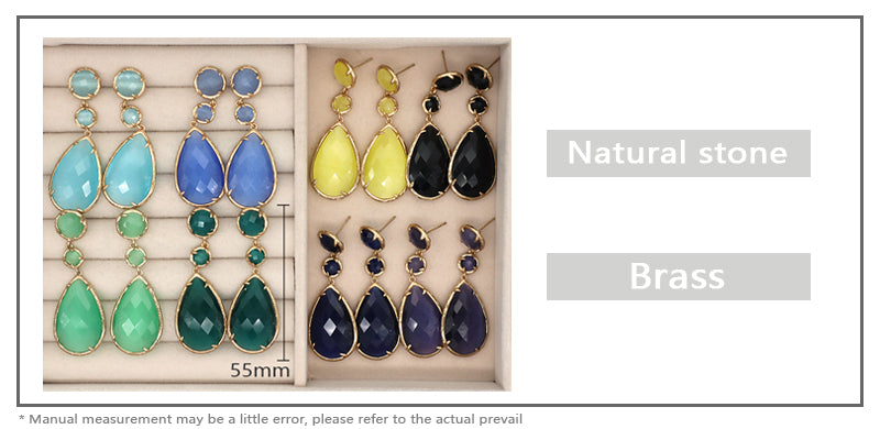 Unique Design Healing Stone Drop Earrings Stud Jewelry Women Gift Custom Colorful Gold Plated Dangle Natural Stone Earrings