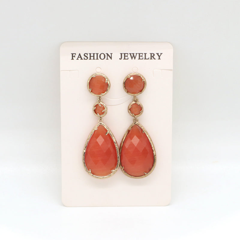 Unique Design Healing Stone Drop Earrings Stud Jewelry Women Gift Custom Colorful Gold Plated Dangle Natural Stone Earrings