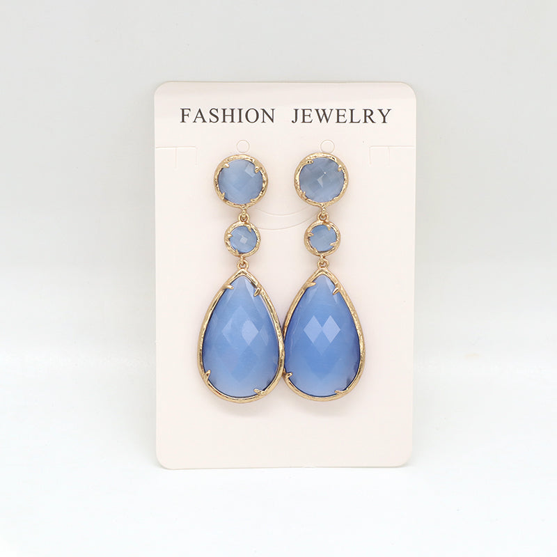 Unique Design Healing Stone Drop Earrings Stud Jewelry Women Gift Custom Colorful Gold Plated Dangle Natural Stone Earrings