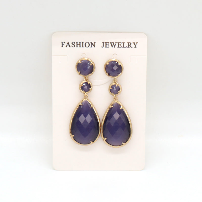 Unique Design Healing Stone Drop Earrings Stud Jewelry Women Gift Custom Colorful Gold Plated Dangle Natural Stone Earrings