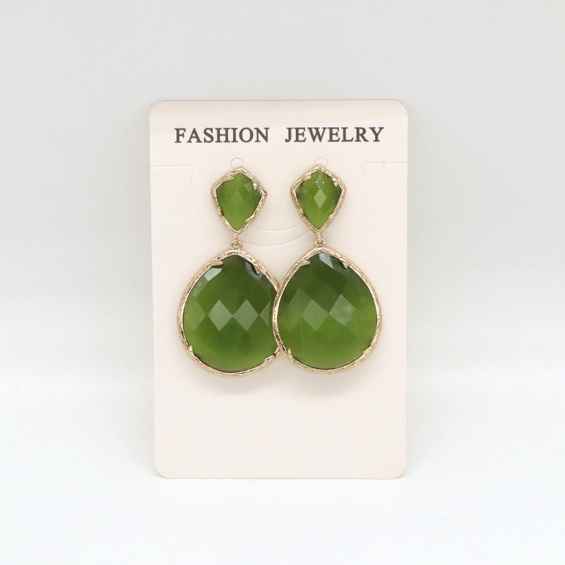 Fashion Design Custom Blue Green Yellow Purple Earrings Stud Jewelry Women Gold Plated Water Drop Healing Natural Stone Earrings