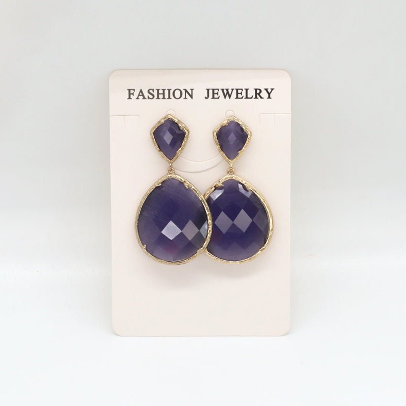 Fashion Design Custom Blue Green Yellow Purple Earrings Stud Jewelry Women Gold Plated Water Drop Healing Natural Stone Earrings