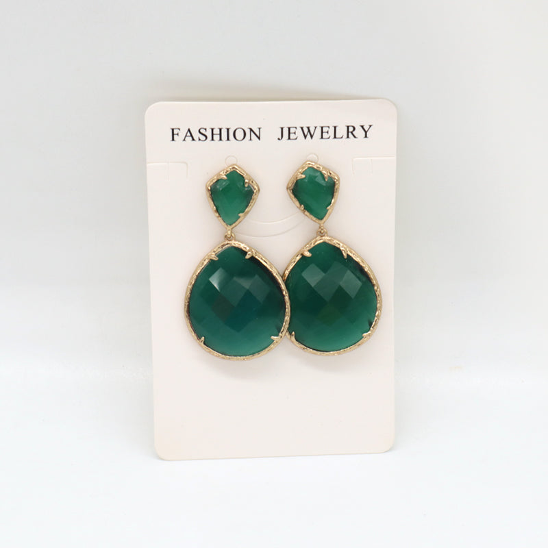 Fashion Design Custom Blue Green Yellow Purple Earrings Stud Jewelry Women Gold Plated Water Drop Healing Natural Stone Earrings