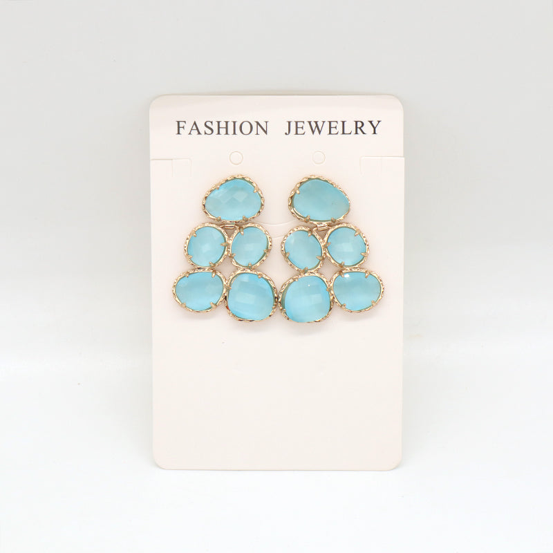 Hot Selling Custom Blue Green Pink Grey Black Earrings Stud Jewelry Women Gold Plated Grape Shape Healing Natural Stone Earrings