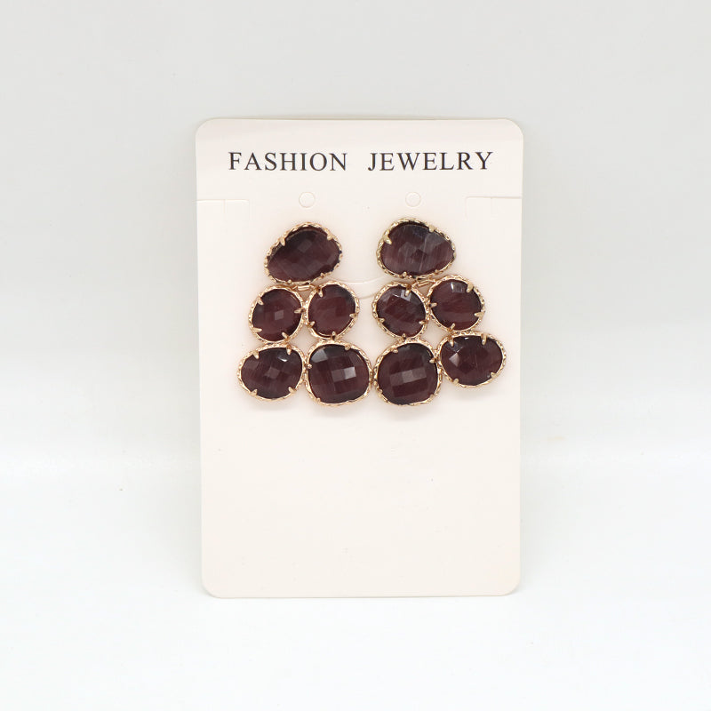 Hot Selling Custom Blue Green Pink Grey Black Earrings Stud Jewelry Women Gold Plated Grape Shape Healing Natural Stone Earrings