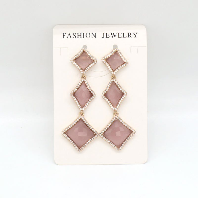 Various Colorful Custom Purple Brown Pink Blue Earrings Stud Jewelry Women Gold Plated Healing Natural Stone Dangle Drop Earring