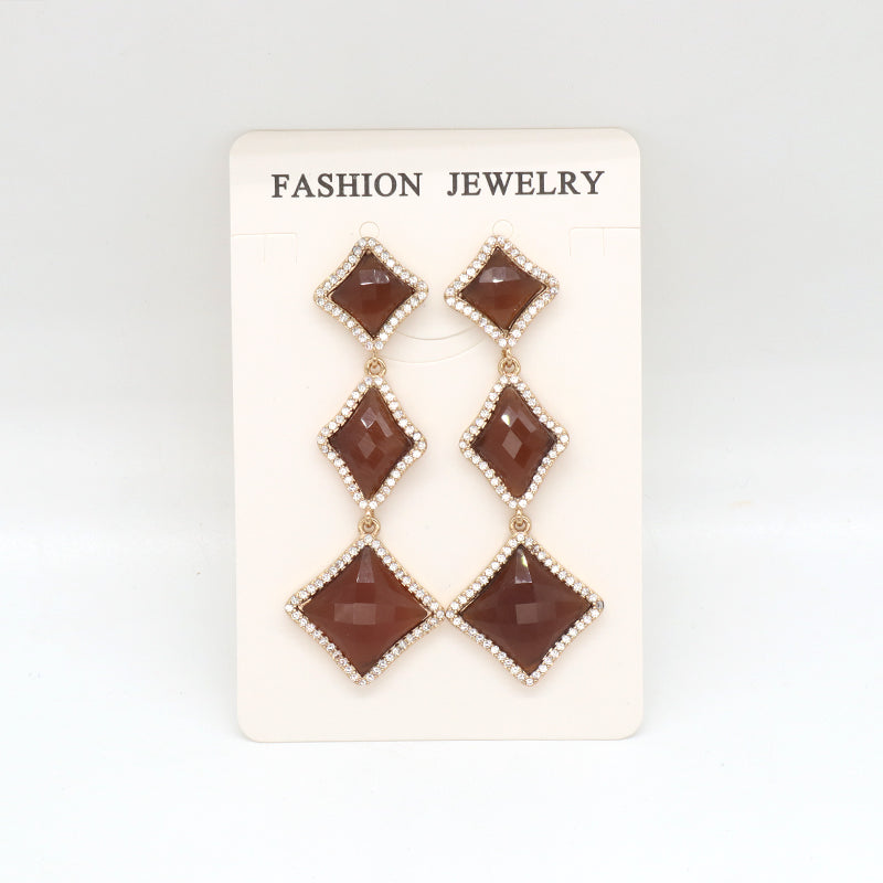 Various Colorful Custom Purple Brown Pink Blue Earrings Stud Jewelry Women Gold Plated Healing Natural Stone Dangle Drop Earring