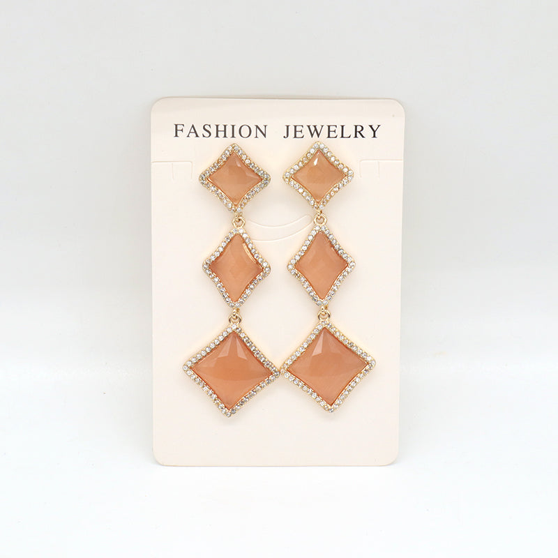 Various Colorful Custom Purple Brown Pink Blue Earrings Stud Jewelry Women Gold Plated Healing Natural Stone Dangle Drop Earring