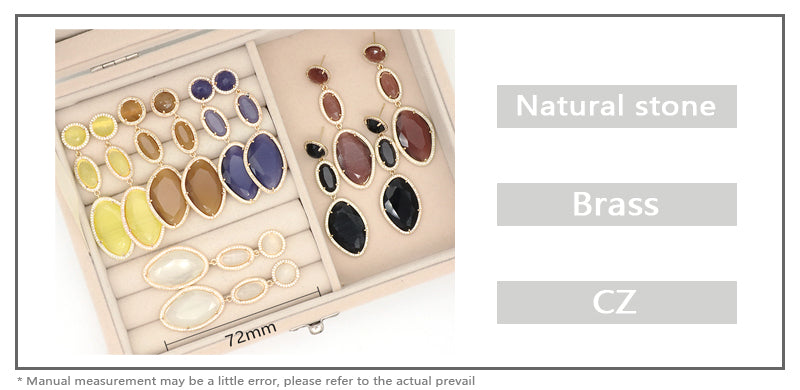 Colorful Customized Wholesale Women Gift Stone Earrings Stud Jewelry Gold Plated Healing Natural Stone Dangle Drop Earring