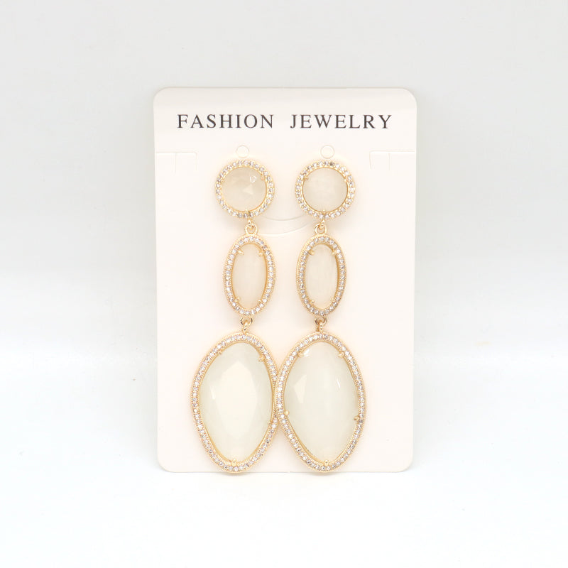 Colorful Customized Wholesale Women Gift Stone Earrings Stud Jewelry Gold Plated Healing Natural Stone Dangle Drop Earring