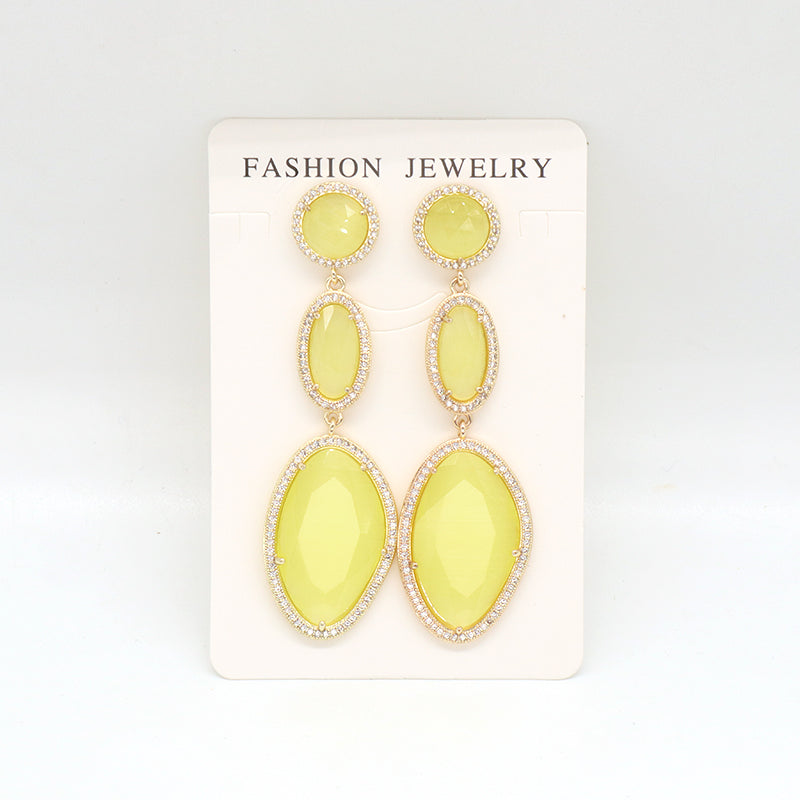 Colorful Customized Wholesale Women Gift Stone Earrings Stud Jewelry Gold Plated Healing Natural Stone Dangle Drop Earring