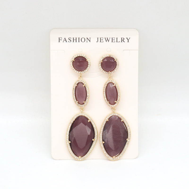 Colorful Customized Wholesale Women Gift Stone Earrings Stud Jewelry Gold Plated Healing Natural Stone Dangle Drop Earring