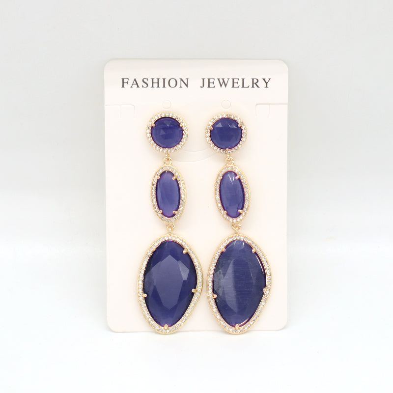 Colorful Customized Wholesale Women Gift Stone Earrings Stud Jewelry Gold Plated Healing Natural Stone Dangle Drop Earring