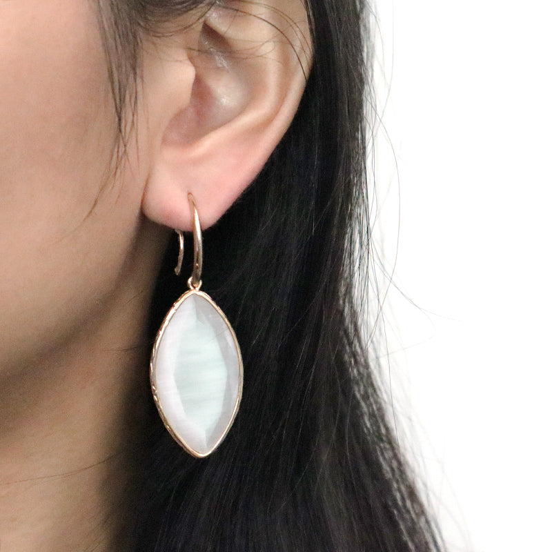 New Bulk Sale Various Colorful Custom Women White Pink Blue Earrings Hook Jewelry Gold Plated Healing Natural Stone Hook Earring