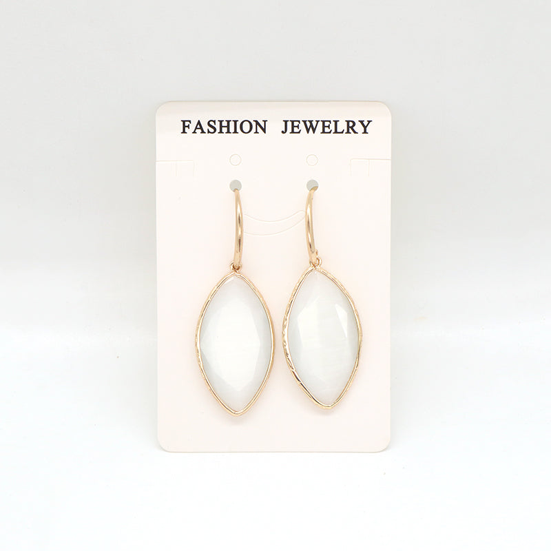 New Bulk Sale Various Colorful Custom Women White Pink Blue Earrings Hook Jewelry Gold Plated Healing Natural Stone Hook Earring