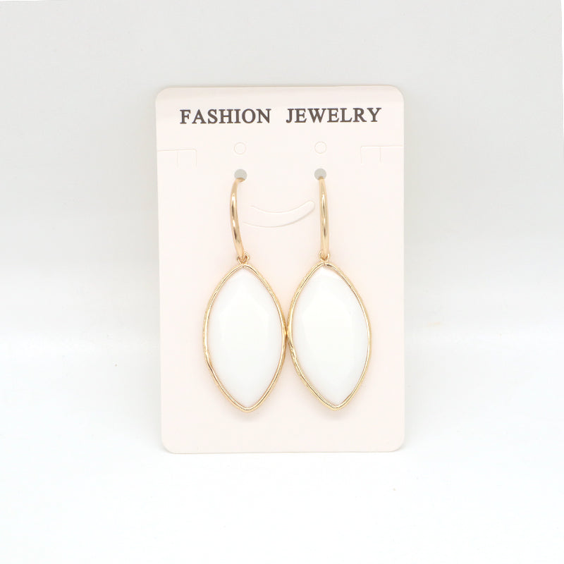 New Bulk Sale Various Colorful Custom Women White Pink Blue Earrings Hook Jewelry Gold Plated Healing Natural Stone Hook Earring
