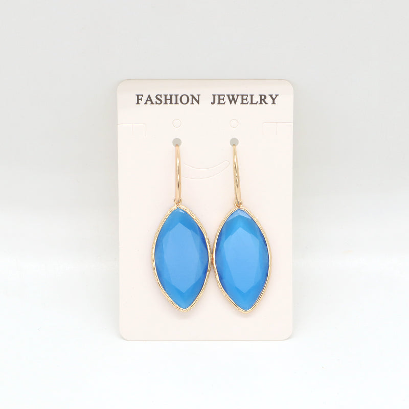 New Bulk Sale Various Colorful Custom Women White Pink Blue Earrings Hook Jewelry Gold Plated Healing Natural Stone Hook Earring