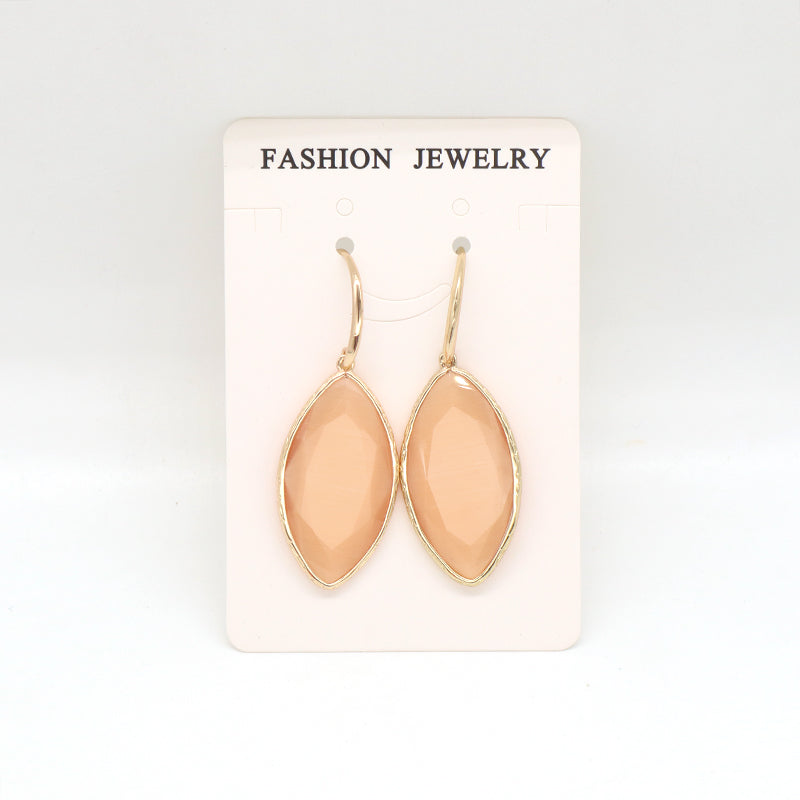 New Bulk Sale Various Colorful Custom Women White Pink Blue Earrings Hook Jewelry Gold Plated Healing Natural Stone Hook Earring