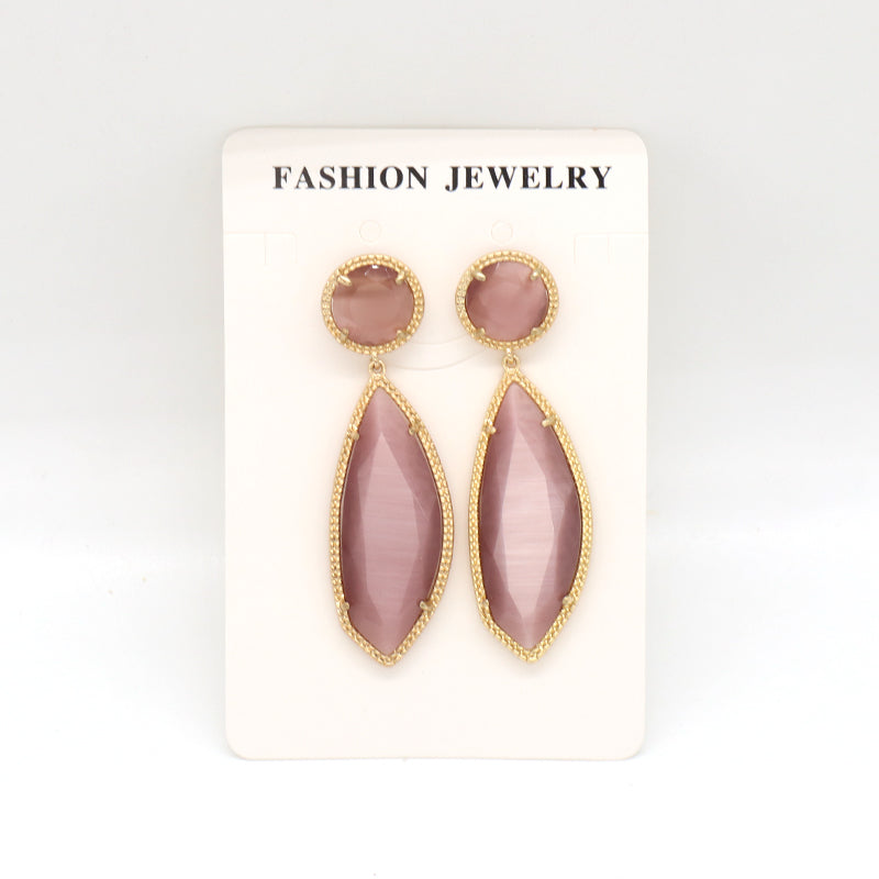 Customized Wholesale Colorful Green Blue Earrings Stud Jewelry Women Gift Gold Plated Dangle Drop Healing Natural Stone Earring