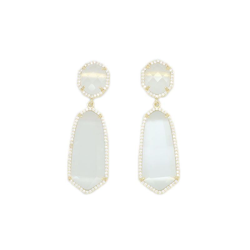 Customized Wholesale Green Pink White Blue Earrings Stud Women Gift Jewelry Gold Plated Dangle Drop Natural Stone Stud Earrings
