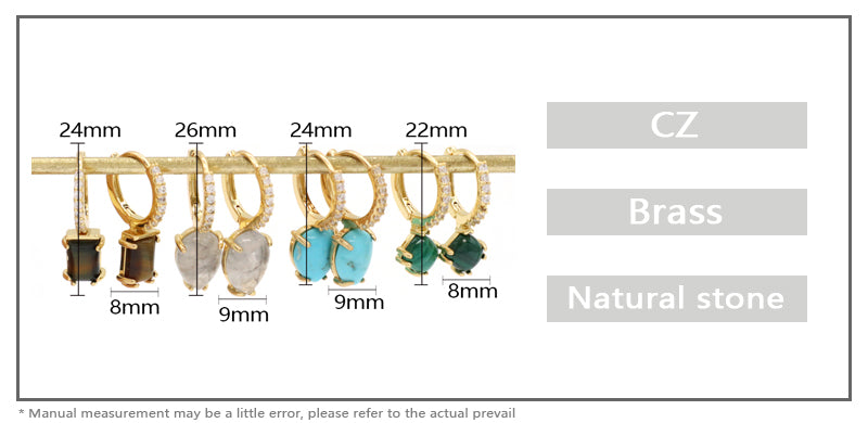 Wholesale Various Custom China Factory Dangle Earrings Gold Plated Natural Stone Hoop Earrings For Women Gift Jewelry