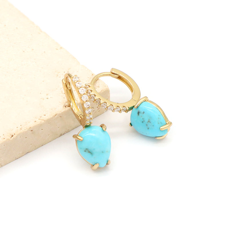 Wholesale Various Custom China Factory Dangle Earrings Gold Plated Natural Stone Hoop Earrings For Women Gift Jewelry