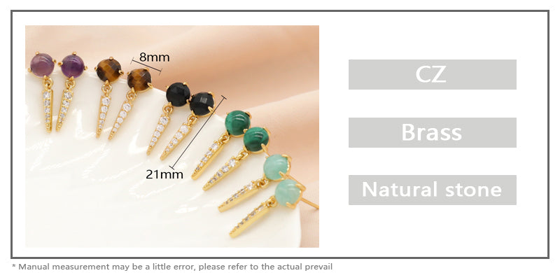 Blue Black Purple Stone Dangle Earrings Stud Wholesale Custom Jewelry Gold Plated Natural Stone Stud Earrings For Women Gift