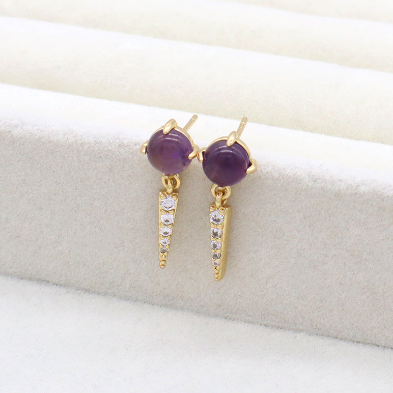 Blue Black Purple Stone Dangle Earrings Stud Wholesale Custom Jewelry Gold Plated Natural Stone Stud Earrings For Women Gift