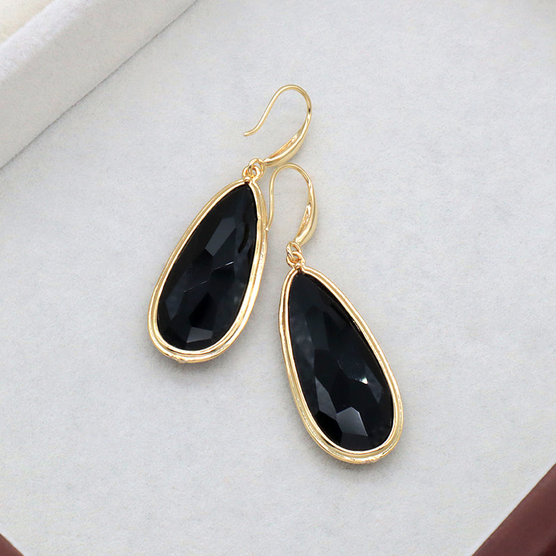 Newest Wholesale Customized China Factory Gooseneck Dangle Earrings Jewelry Gold Plated Natural Stone Drop Earrings For Women Gift
