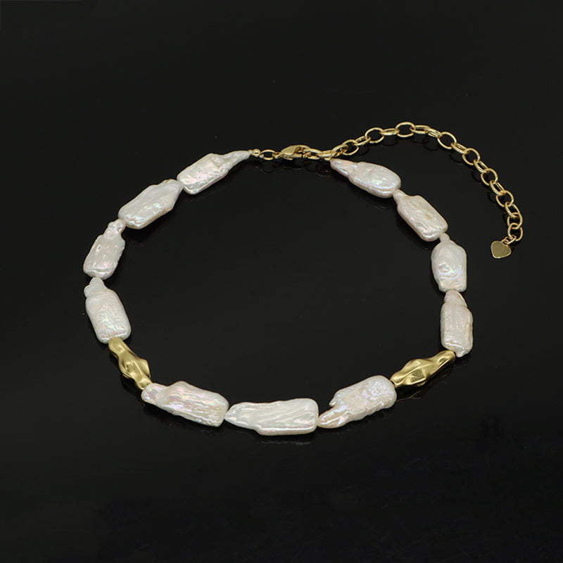 Wholesale Handmade China Factory Fashionable Custom Gold Plated Brass Natural Freshwater Pearl Choker Necklace For Women Gift