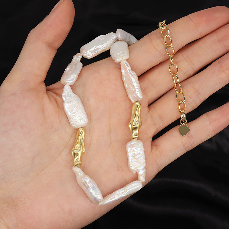 Wholesale Handmade China Factory Fashionable Custom Gold Plated Brass Natural Freshwater Pearl Choker Necklace For Women Gift