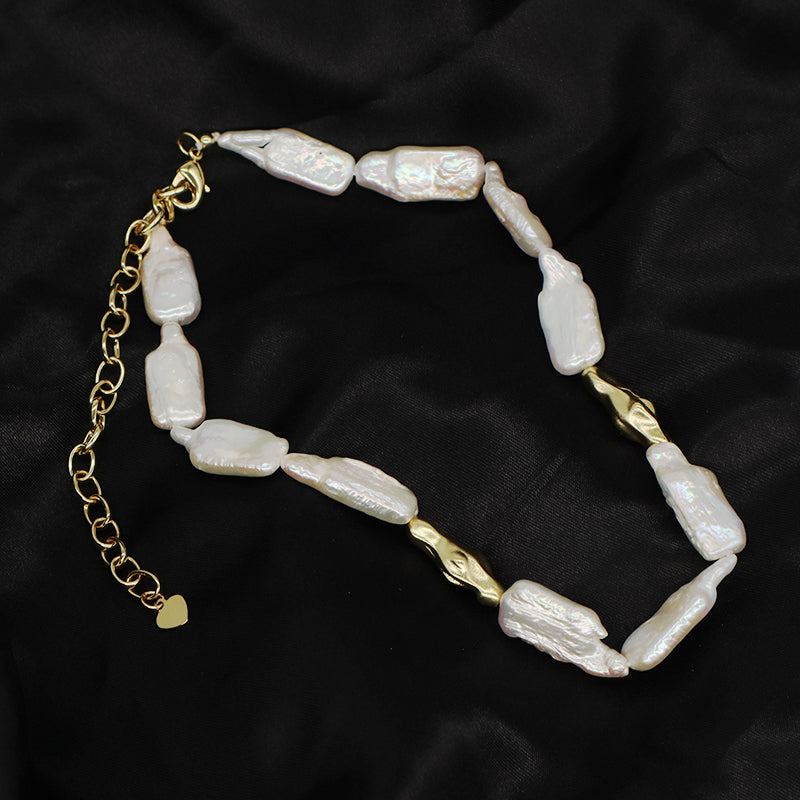Wholesale Handmade China Factory Fashionable Custom Gold Plated Brass Natural Freshwater Pearl Choker Necklace For Women Gift