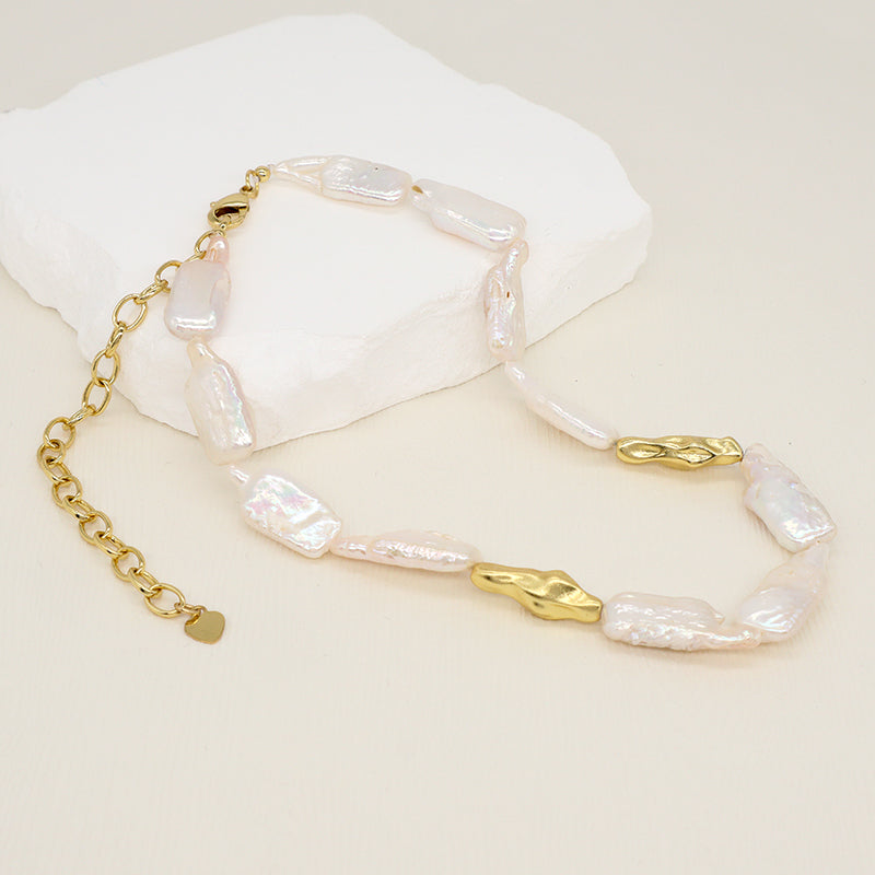 Wholesale Handmade China Factory Fashionable Custom Gold Plated Brass Natural Freshwater Pearl Choker Necklace For Women Gift