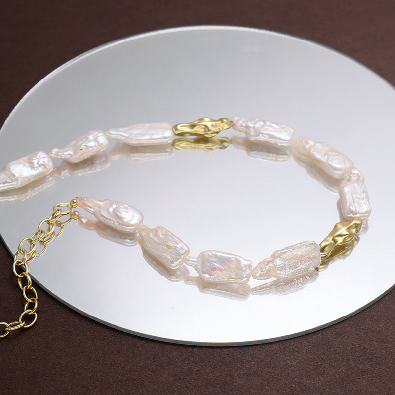 Wholesale Handmade China Factory Fashionable Custom Gold Plated Brass Natural Freshwater Pearl Choker Necklace For Women Gift