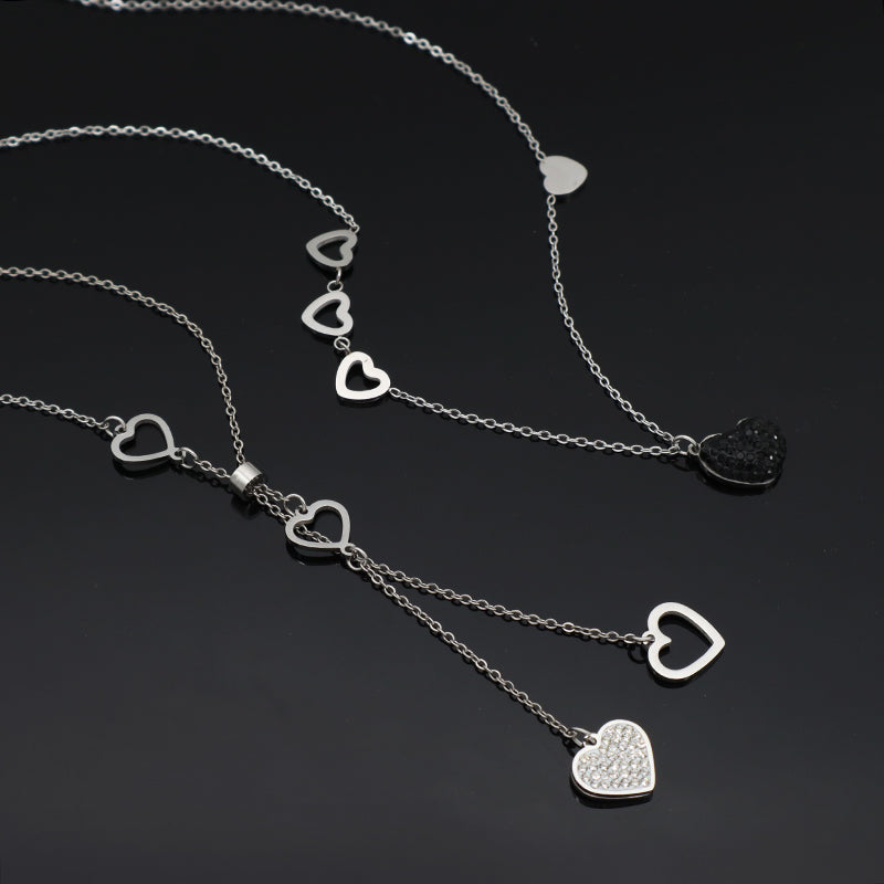 China Factory New Fashion Wholesale Custom Heart Charm Jewelry CZ No Tarnish Stainless Steel Heart Pendant Necklace For Women