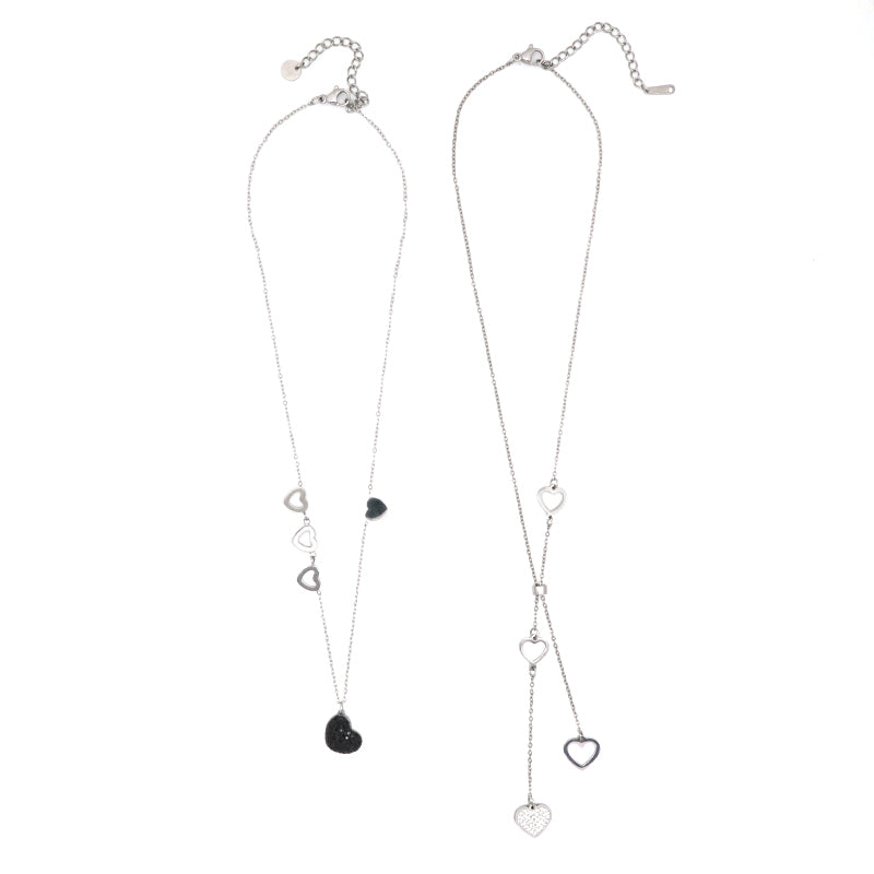 China Factory New Fashion Wholesale Custom Heart Charm Jewelry CZ No Tarnish Stainless Steel Heart Pendant Necklace For Women