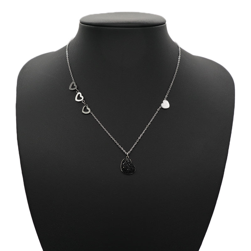 China Factory New Fashion Wholesale Custom Heart Charm Jewelry CZ No Tarnish Stainless Steel Heart Pendant Necklace For Women