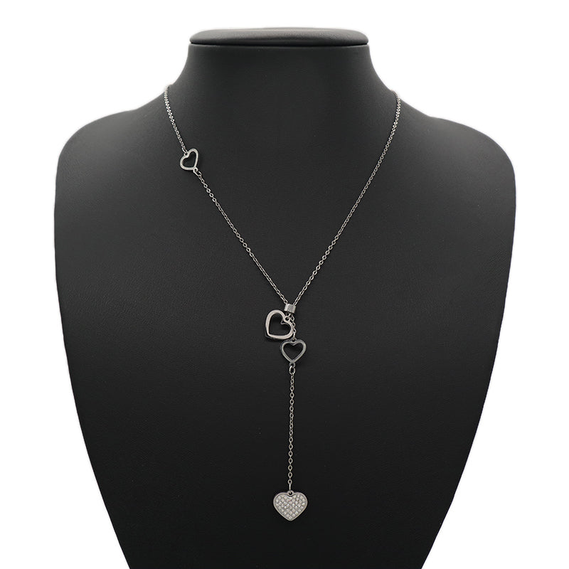 China Factory New Fashion Wholesale Custom Heart Charm Jewelry CZ No Tarnish Stainless Steel Heart Pendant Necklace For Women