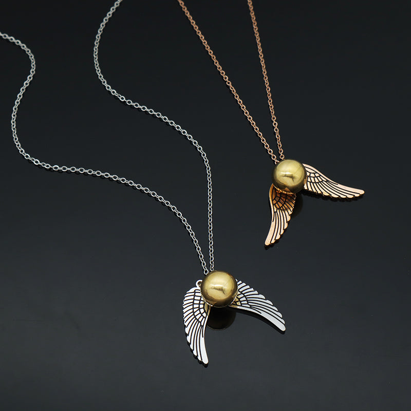 Unique Design Fashion Wholesale Custom China Factory Jewelry Rose Gold Plated Stainless Steel Wing Pendant Necklace For Women