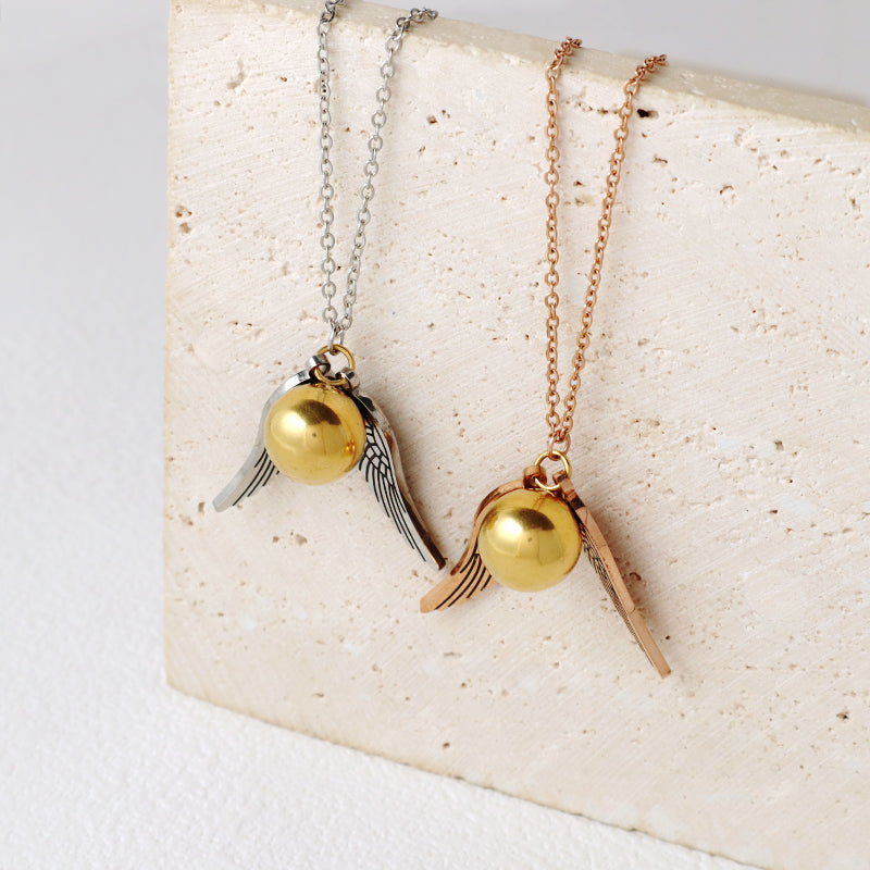 Unique Design Fashion Wholesale Custom China Factory Jewelry Rose Gold Plated Stainless Steel Wing Pendant Necklace For Women