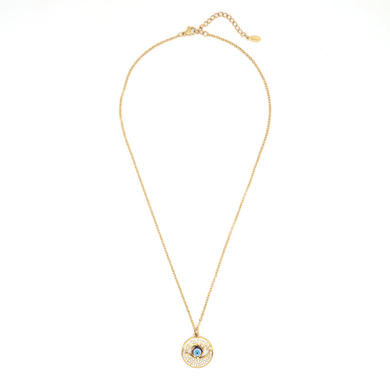 Wholesale New Fashion Custom Women Devil Eyes Charm Jewelry Gold Plated CZ Stainless Steel Turkish Evil Eyes Pendant Necklace