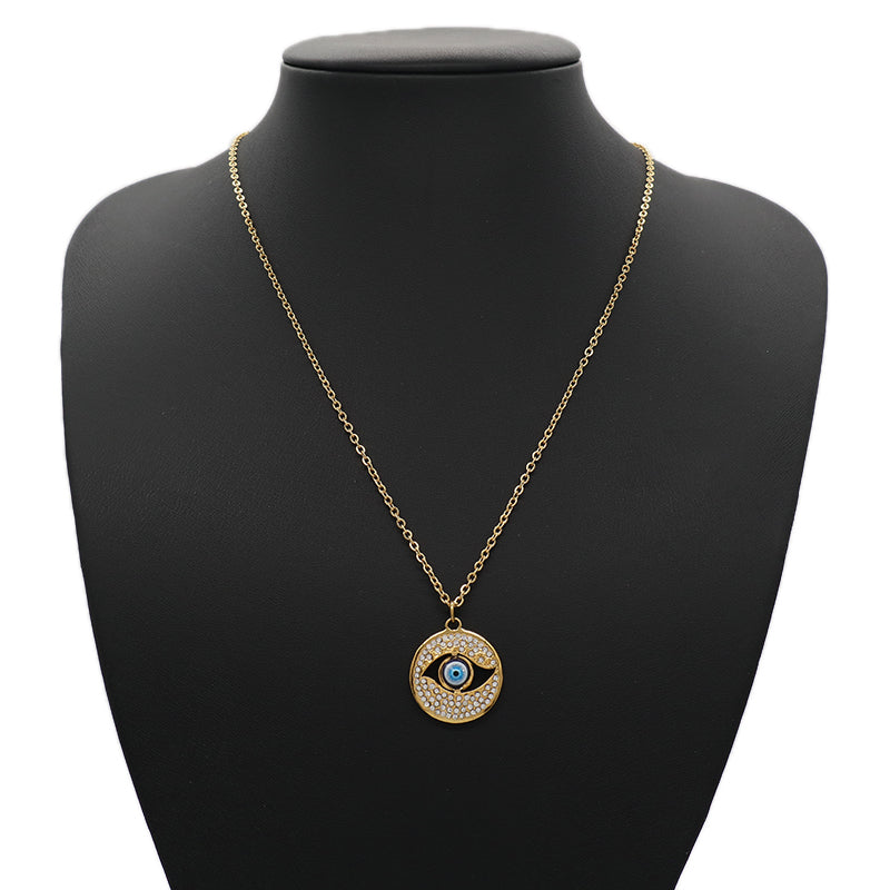 Wholesale New Fashion Custom Women Devil Eyes Charm Jewelry Gold Plated CZ Stainless Steel Turkish Evil Eyes Pendant Necklace