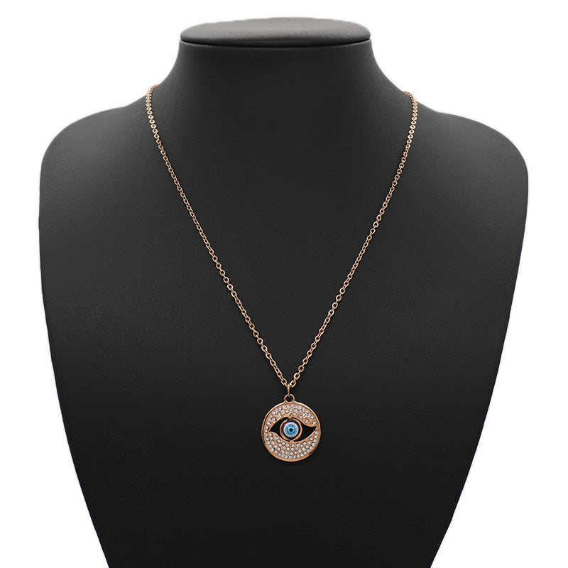 Wholesale New Fashion Custom Women Devil Eyes Charm Jewelry Gold Plated CZ Stainless Steel Turkish Evil Eyes Pendant Necklace
