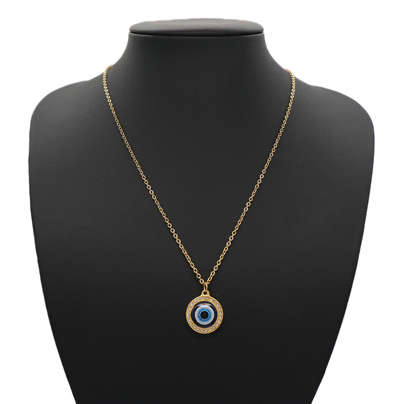 Newest Fashion Factory Wholesale Customized Jewelry Gold Plated CZ Stainless Steel Evil Eyes Pendant Necklace For Women Gift