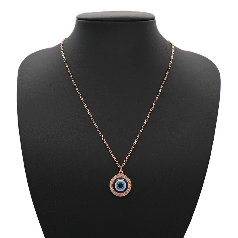 Newest Fashion Factory Wholesale Customized Jewelry Gold Plated CZ Stainless Steel Evil Eyes Pendant Necklace For Women Gift