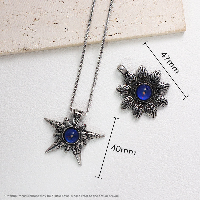 New Arrival Factory Wholesale Fashionable Custom Jewelry No Tarnish Stainless Steel Sun Star Pendant Necklace For Men Women