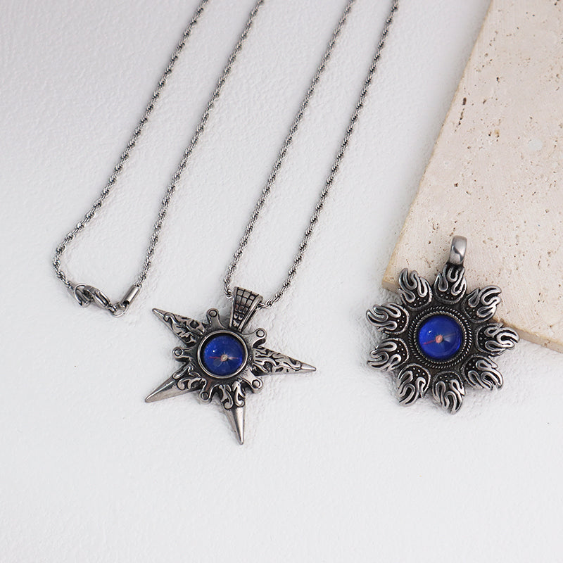 New Arrival Factory Wholesale Fashionable Custom Jewelry No Tarnish Stainless Steel Sun Star Pendant Necklace For Men Women