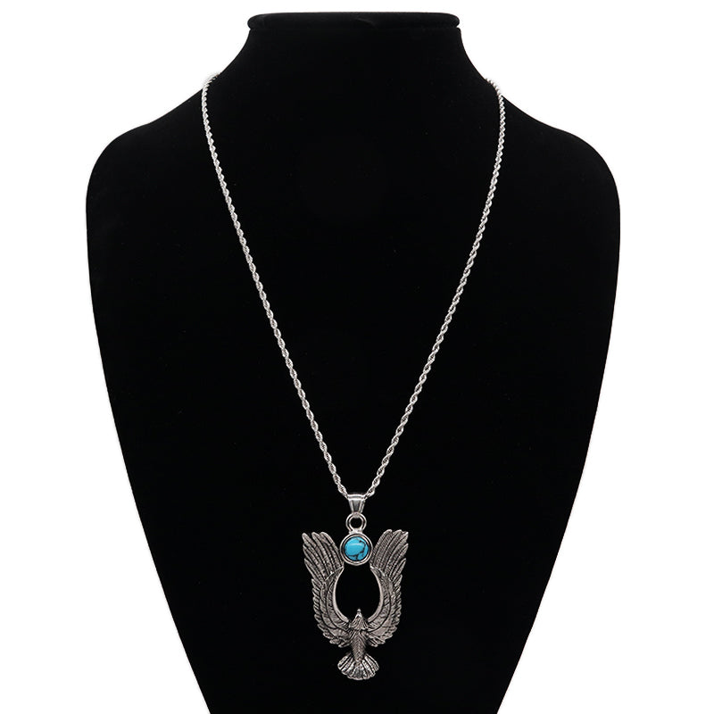 Custom New Wholesale Fashionable Eagle Pendant Jewelry Men Women Natural Stone Gold Plated Stainless Steel Eagles Necklace