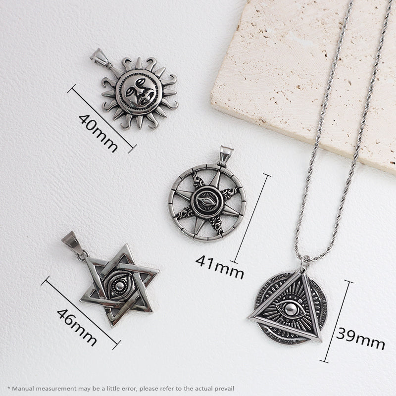 New Bulk Sale Custom China Factory Sun Eyes Star Pendant No Tarnish Stainless Steel Evil Eyes Sun Star Necklace For Men Women